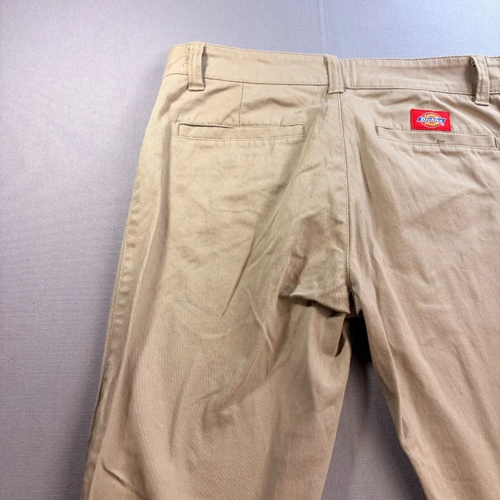 Dickies Girl's Bootcut Mid Rise Pant Flat Front Beige Khaki Tan Pants Size 5